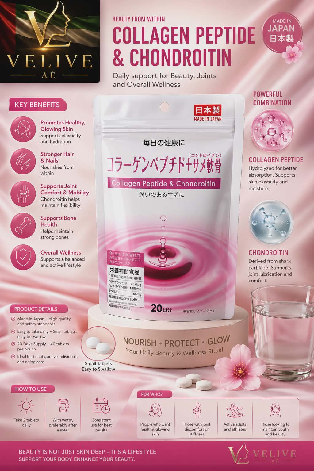 DAISO - Collagen Peptide & Chondroitin 20 days