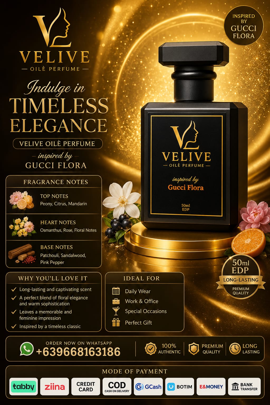 VELIVE OILÉ PERFUME - GUCCI FLORA 50ml
