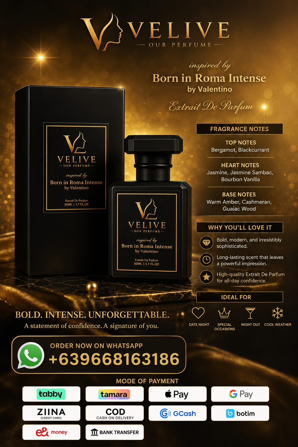VELIVE OILÉ PERFUME - VALENTINO BORN IN ROMA INTENSE 50ml