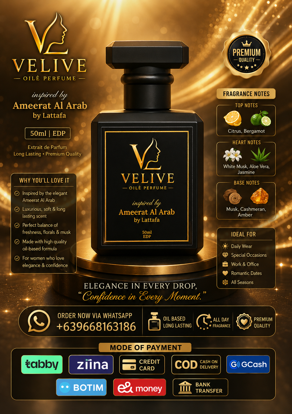 VELIVE OILÉ PERFUME - AMEERAT AL ARAB 50ml