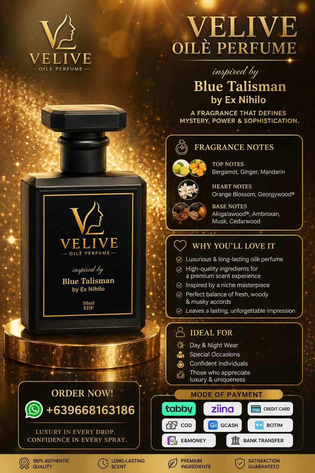 VELIVE OILÉ PERFUME - EN BLUE TALISMAN 50ml