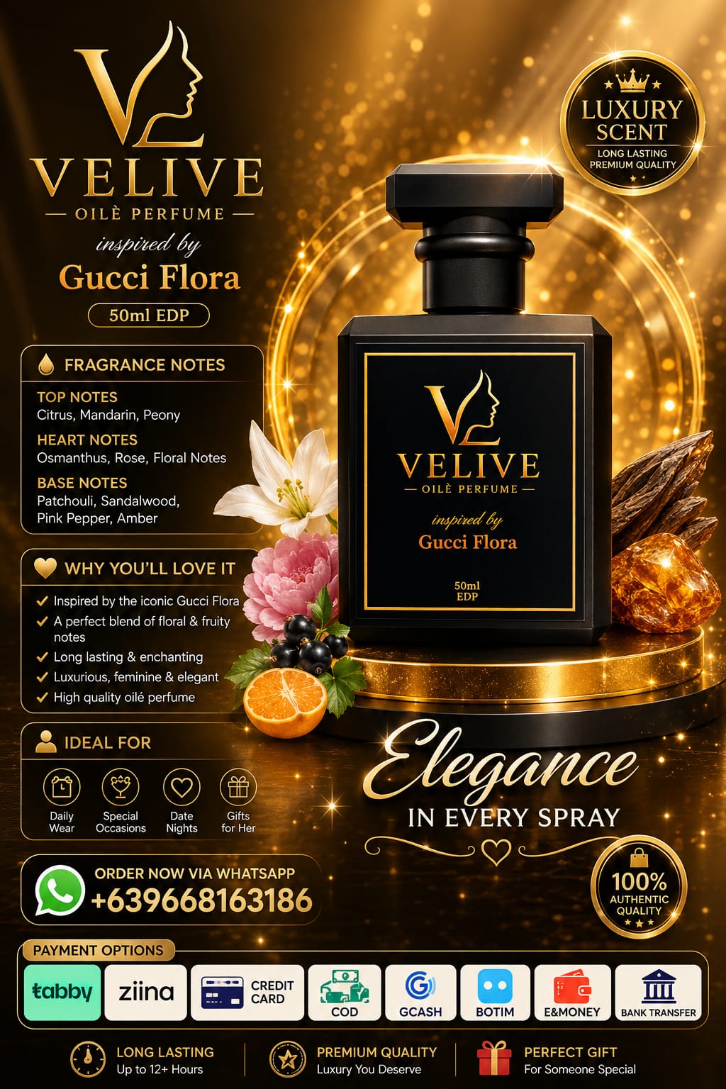 VELIVE OILÉ PERFUME - GUCCI FLORA 50ml