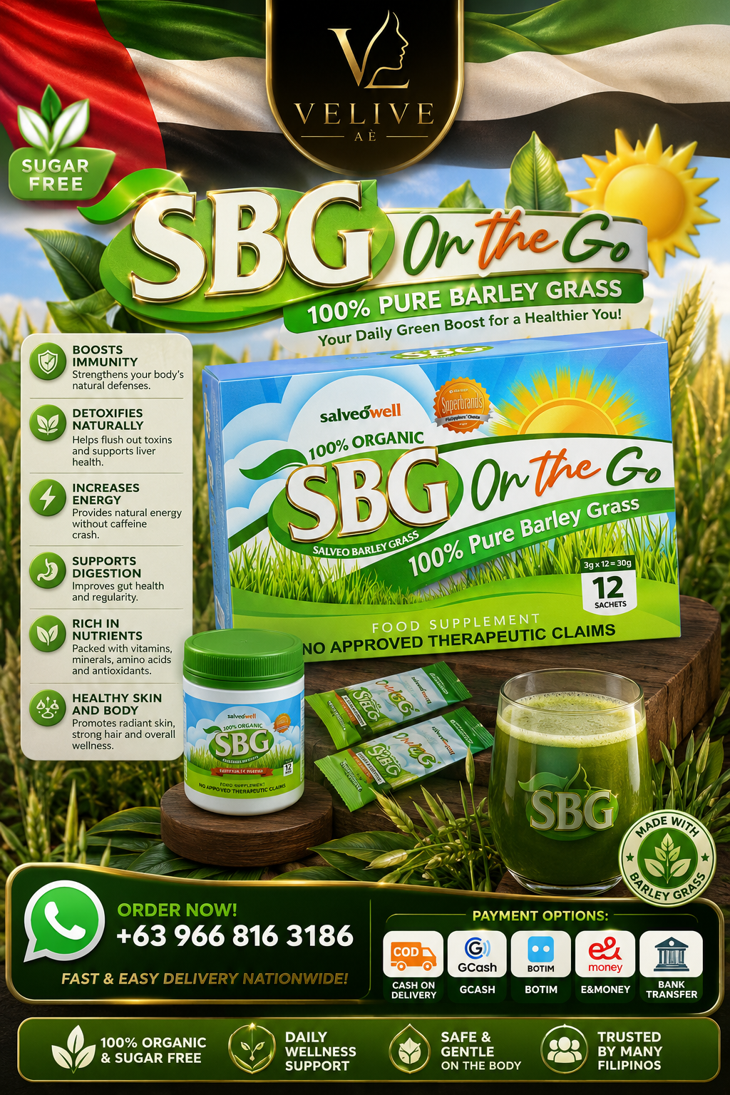 SALVEO BARLEY GRASS ON THE GO / 12 SACHET